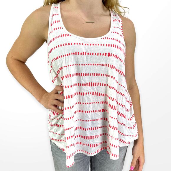 FOREVER 21 Pink White Paint Brush Striped Racerback Scoop Neck Tank - Picture 2 of 6